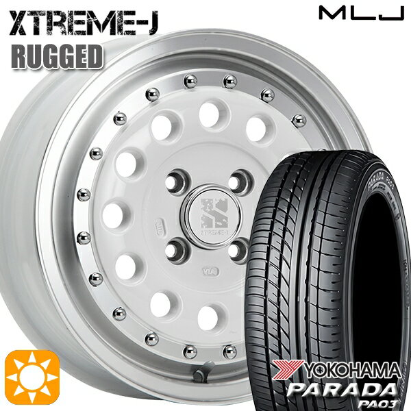 【取付対象】軽トラ 165/55R14C 95/93N ヨコハマ パラダ PA03 MLJ エクストリームJ ラギッド ホワイトポリッシュ 14インチ 5.0J 4H100 サマータイヤホイールセット