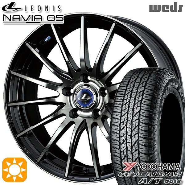 【取付対象】215/65R16 98H ヨコハマ ジオランダーA/T G015 Weds ウェッズ レオニス ナヴィア05 BPB (ブラック ミラーカット ブラッククリアー) 16インチ 6.5J 5H114.3 サマータイヤホイールセット