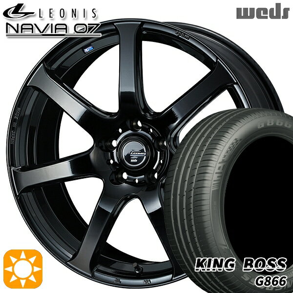 【取付対象】225/45R18 95W XL キングボス G866 Weds ウェッズ レオニス ナヴィア07 PBK (プレミアムブラック) 18インチ 7.0J 5H114.3 サマータイヤホイールセット