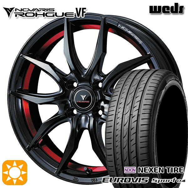 【取付対象】165/60R14 75H ロードストーン ユーロビズ Sport 04 Weds ウェッズ ノヴァリス ローグ VF ピアノブラック/レッドライン 14インチ 4.5J 4H100 サマータイヤホイールセット