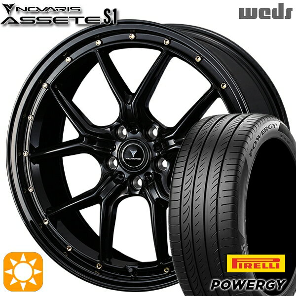 【取付対象】225/40R18 92W XL ピレリ パワジー Weds ウェッズ ノヴァリス アセット S1 ブラック/ゴールドピアス 18インチ 7.5J 5H114.3 サマータイヤホイールセット