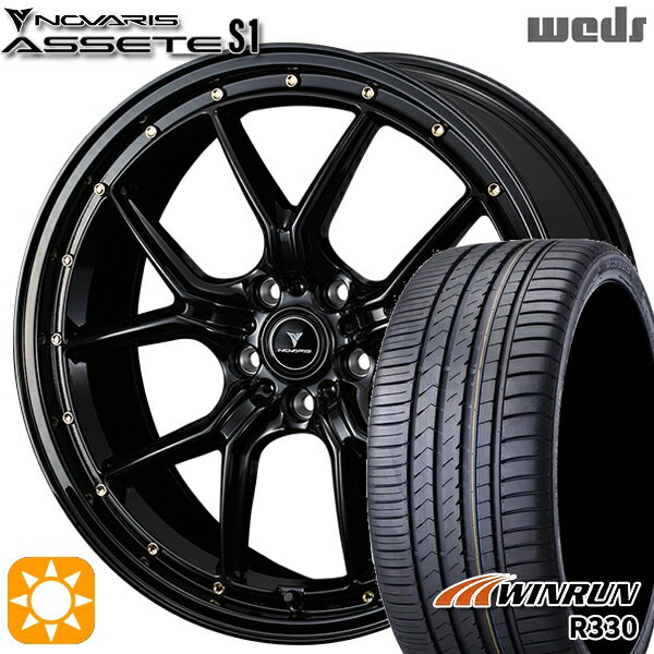 【取付対象】ジェイド アクセラ 225/40R18 92W XL ウィンラン R330 Weds ウェッズ ノヴァリス アセット S1 ブラック/ゴールドピアス 18インチ 7.5J 5H114.3 サマータイヤホイールセット