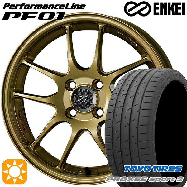 【取付対象】215/45R18 93Y XL トーヨー プロクセススポーツ2 ENKEI エンケイ パフォーマンスライン PF01 ゴールド 18インチ 7.0J 5H114.3 サマータイヤホイールセット 1