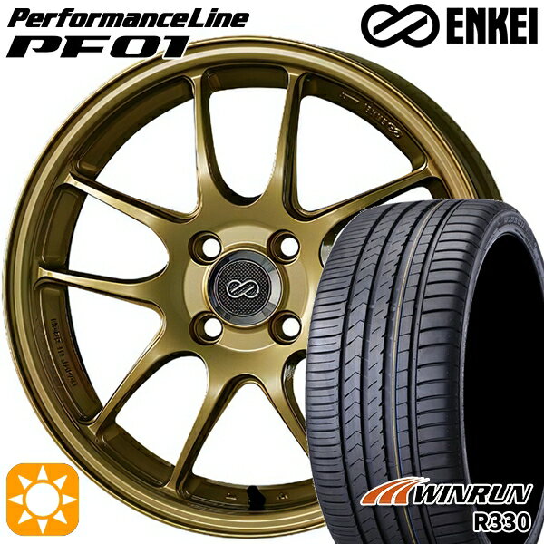 【取付対象】215/40R18 89W XL ウィンラン R330 ENKEI エンケイ パフォーマンスライン PF01 ゴールド 18インチ 7.5J 5H114.3 サマータイヤホイールセット