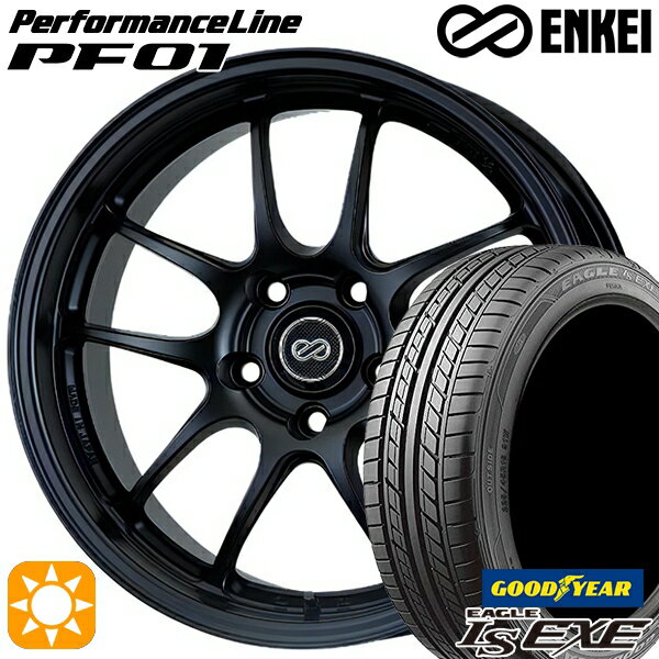 5/18 D会員限定P13倍★ 195/45R16 84W XL グッドイヤー イーグル LSEXE ENKEI エンケイ パフォーマンスライン PF01 マットブラック 16インチ 6.5J 4H100 サマータイヤホイールセット