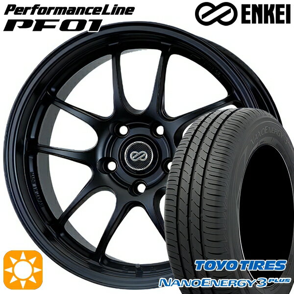 【取付対象】アクア ヤリス 195/45R17 81W トーヨー ナノエナジー3プラス ENKEI エンケイ パフォーマンスライン PF01 マットブラック 17インチ 6.5J 4H100 サマータイヤホイールセット