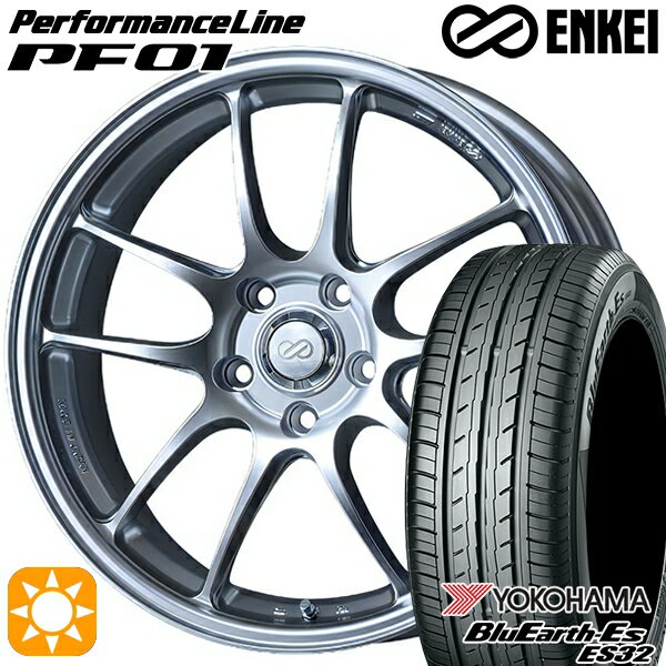 5/18 D会員限定P13倍★ 205/50R17 89V ヨコハマ ブルーアース ES32 ENKEI エンケイ パフォーマンスライン PF01 スパークルシルバー 17インチ 7.0J 5H114.3 サマータイヤホイールセット