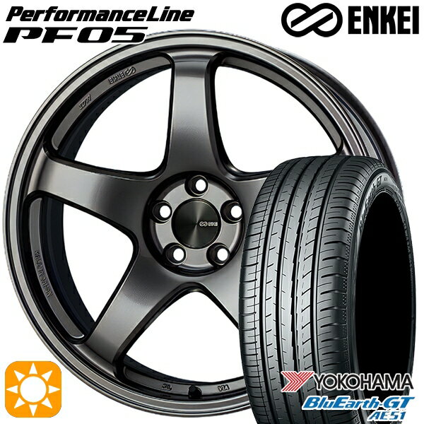 【取付対象】215/40R18 89W XL ヨコハマ ブルーアースGT AE51 ENKEI エンケイ パフォーマンスライン PF05 ダークシルバー 18インチ 7.5J 5H114.3 サマータイヤホイールセット