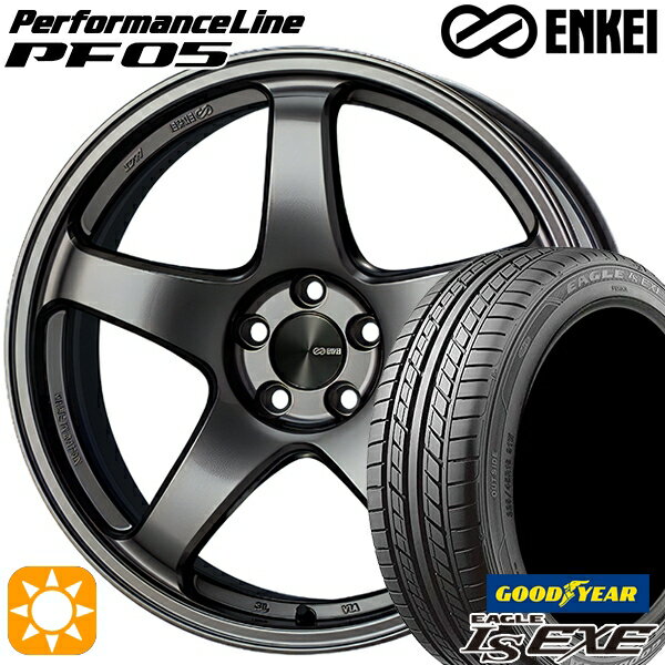 【取付対象】215/40R18 89W XL グッドイヤー イーグル LSEXE ENKEI エンケイ パフォーマンスライン PF05 ダークシルバー 18インチ 7.5J 5H114.3 サマータイヤホイールセット