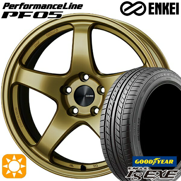 【取付対象】リーフ レヴォーグ 215/50R17 95V XL グッドイヤー イーグル LSEXE ENKEI エンケイ パフォーマンスライン PF05 ゴールド 17インチ 7.0J 5H114.3 サマータイヤホイールセット