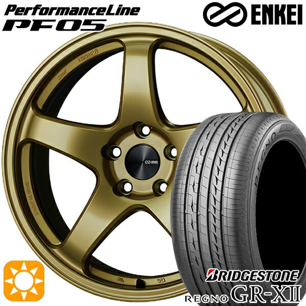 【取付対象】リーフ レヴォーグ 215/50R17 95V XL ブリヂストン レグノ GRX2 ENKEI エンケイ パフォーマンスライン PF05 ゴールド 17インチ 7.0J 5H114.3 サマータイヤホイールセット