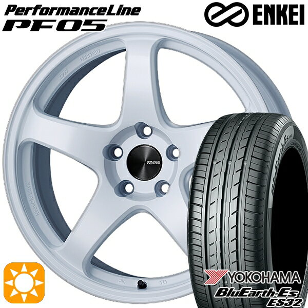 5/18 D会員限定P13倍★ 195/50R16 84V ヨコハマ ブルーアース ES32 ENKEI エンケイ パフォーマンスライン PF05 ホワイト 16インチ 6.5J 4H100 サマータイヤホイールセット