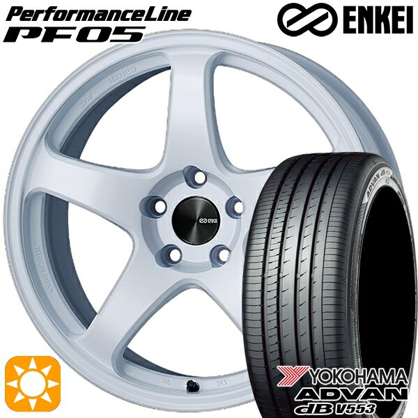 【取付対象】アクア デミオ ノート 195/55R16 87V ヨコハマ アドバンデシベル V553 ENKEI エンケイ パフォーマンスライン PF05 ホワイト 16インチ 6.5J 4H100 サマータイヤホイールセット