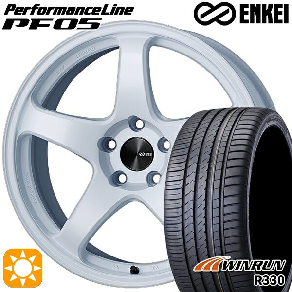 【取付対象】アウトランダー エクストレイル 225/55R18 98V ウィンラン R330 ENKEI エンケイ パフォーマンスライン PF05 ホワイト 18インチ 8.0J 5H114.3 サマータイヤホイールセット