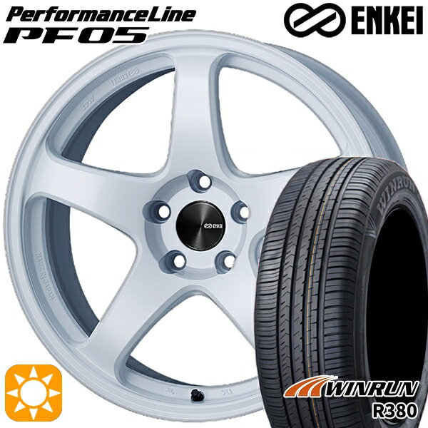 【取付対象】マツダ6 エクストレイル 225/60R18 104V XL ウィンラン R380 ENKEI エンケイ パフォーマンスライン PF05 ホワイト 18インチ 7.5J 5H114.3 サマータイヤホイールセット