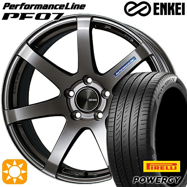 【取付対象】225/45R18 95W XL ピレリ パワジー ENKEI エンケイ パフォーマンスライン PF07 ダークシルバー 18インチ 7.5J 5H114.3 サマータイヤホイールセット