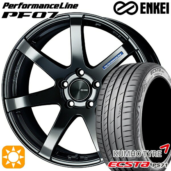 【取付対象】235/50R18 101W XL クムホ エクスタ PS71 ENKEI エンケイ パフォーマンスライン PF07 SBK 18インチ 7.5J 5H114.3 サマータイヤホイールセット