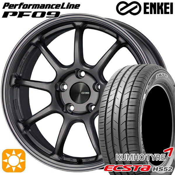 【取付対象】215/60R17 100V XL クムホ エクスタ HS52 ENKEI エンケイ パフォーマンスライン PF09 ダークシルバー 17インチ 7.0J 5H114.3 サマータイヤホイールセット