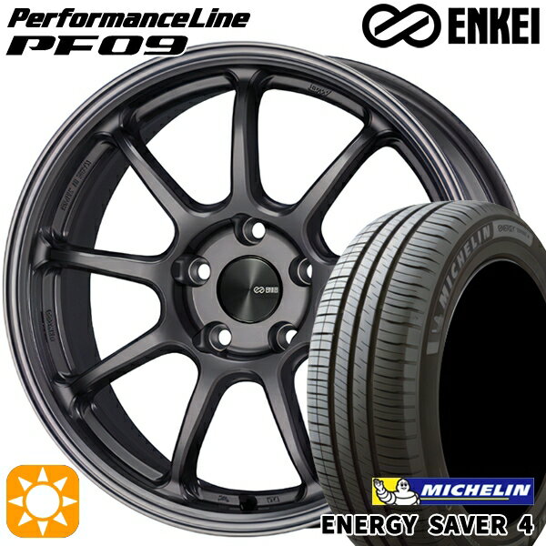 【取付対象】205/55R16 94V XL ミシュラン エナジーセイバー4 ENKEI エンケイ パフォーマンスライン PF09 ダークシルバー 16インチ 6.5J 5H100 サマータイヤホイールセット