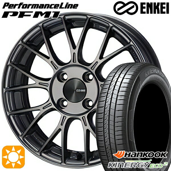 5/18 D会員限定P13倍★ 185/60R15 84H ハンコック KlnERGy ECO2 K435 ENKEI エンケイ パフォーマンスライン PFM1 ダークシルバー 15インチ 5.5J 4H100 サマータイヤホイールセット