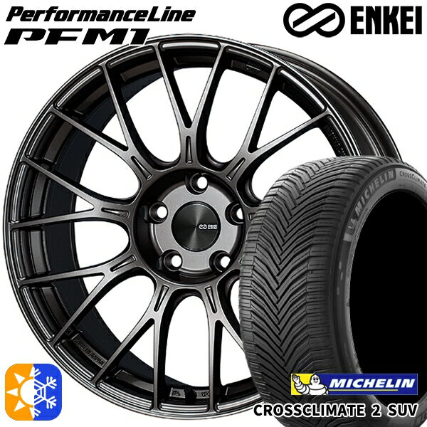 BMW X1 F48 225/45R19 96W XL ミシュラン クロスクライメート2 SUV ENKEI エンケイ パフォーマンスライン PFM1 ダークシルバー 19インチ 8.0J 5H112 オールシーズンタイヤホイールセット
