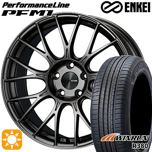 【取付対象】マツダ6 エクストレイル 225/60R18 104V XL ウィンラン R380 ENKEI エンケイ パフォーマンスライン PFM1 ダークシルバー 18インチ 7.5J 5H114.3 サマータイヤホイールセット
