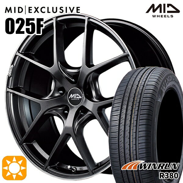 【取付対象】マツダ6 エクストレイル 225/60R18 104V XL ウィンラン R380 MID RMP 025F セミグロスGM/リムDCロゴMC 18インチ 8.0J 5H114.3 サマータイヤホイールセット