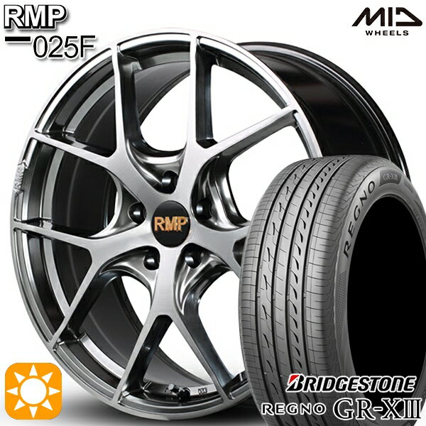 【取付対象】アイシス ノア/ヴォクシー 215/45R17 91W XL ブリヂストン レグノ GR-X3 MID RMP 025F ハイパーメタルコート/ブラッシュド 17インチ 7.0J 5H114.3 サマータイヤホイールセット