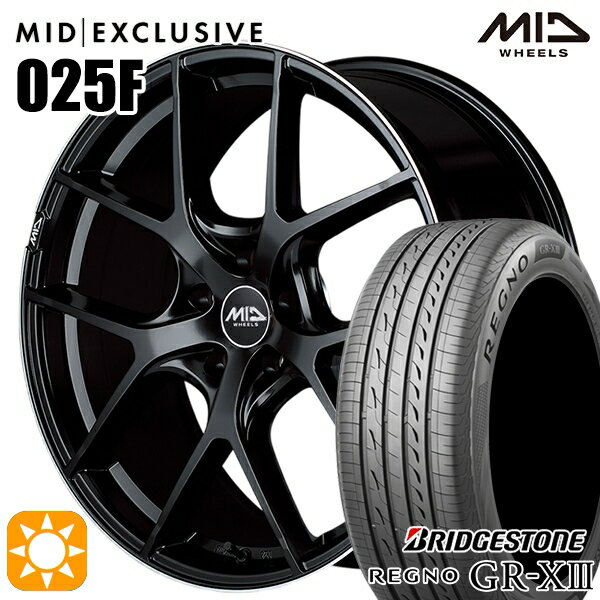 【取付対象】245/35R20 95W XL ブリヂストン レグノ GR-X3 MID RMP 025F セミグロスBK/リムエッジDCロゴMC 20インチ 8.5J 5H114.3 サマータイヤホイールセット