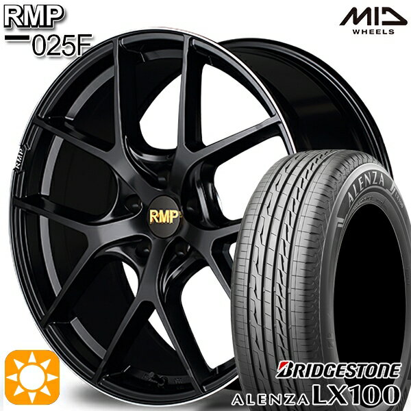 5/18 D会員限定P13倍★ ヴェゼル レガシィ 225/60R18 100H ブリヂストン アレンザ LX100 MID RMP 025F セミグロスBK/リムエッジDCロゴMC 18インチ 8.0J 5H114.3 サマータイヤホイールセット