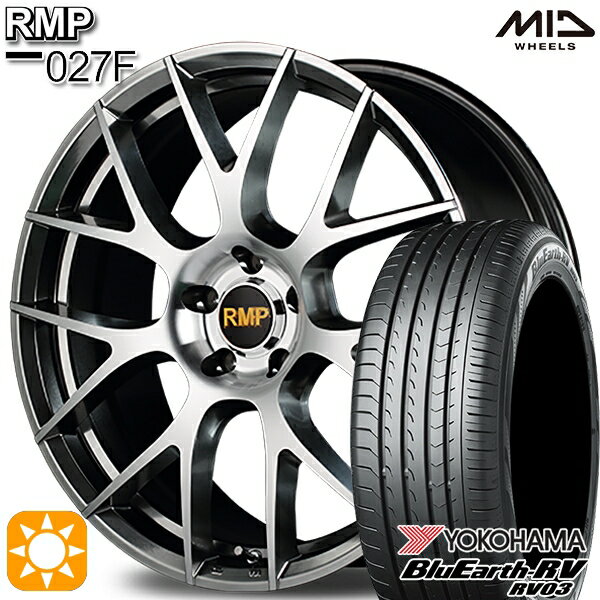 【取付対象】リーフ レヴォーグ 215/50R17 95V XL ヨコハマ ブルーアース RV03 MID RMP 027F ハイパーメタルコート/ミラーカット 17インチ 7.0J 5H114.3 サマータイヤホイールセット