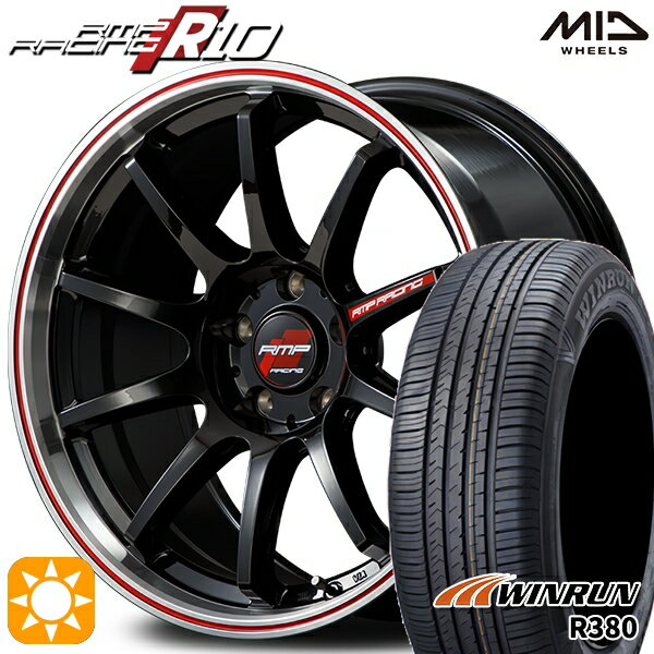 5/18 D会員限定P13倍★ マツダ6 エクストレイル 225/60R18 104V XL ウィンラン R380 MID RMPレーシング R10 クリスタルBK/リムポリッシュ+レッド 18インチ 8.0J 5H114.3 サマータイヤホイールセット