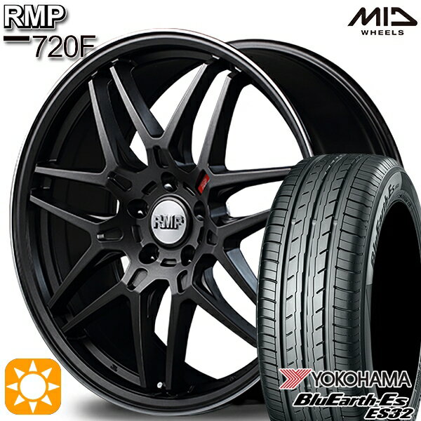 【取付対象】215/45R18 93W ヨコハマ ブルーアース ES32 MID RMP 720F セミグロスガンメタ/リムポリッシュ 18インチ 7.0J 5H114.3 サマータイヤホイールセット