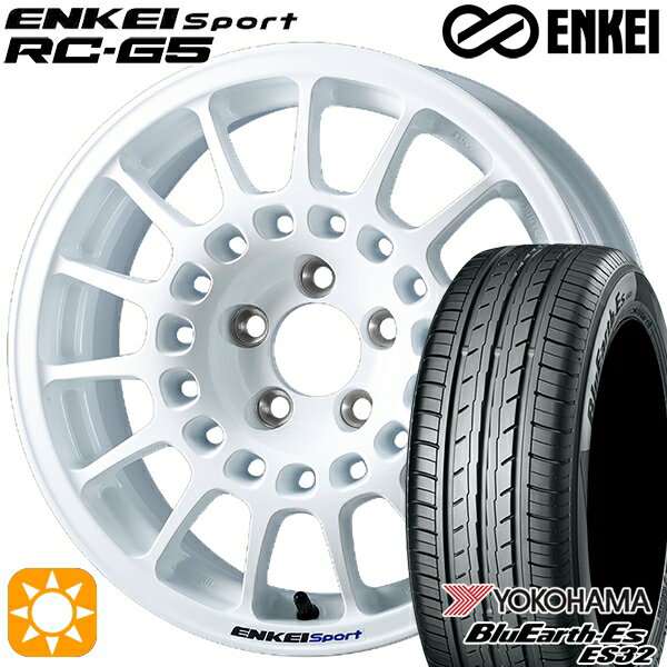 【取付対象】フィット アクア 185/60R15 84H ヨコハマ ブルーアース ES32 ENKEI エンケイ エンケイ スポーツ RC-G5 ホワイト 15インチ 6.5J 4H100 サマータイヤホイールセット