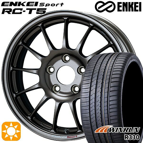 【取付対象】マツダ2 ノート 205/45R17 88W XL ウィンラン R330 ENKEI エンケイスポーツ RC-T5 ダークシルバー 17インチ 7.0J 4H100 サマータイヤホイールセット