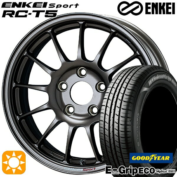 5/18 D会員限定P13倍★ 195/65R15 91H グッドイヤー エフィシェントグリップ エコ EG01 ENKEI エンケイスポーツ RC-T5 ダークシルバー 15インチ 6.0J 5H114.3 サマータイヤホイールセット