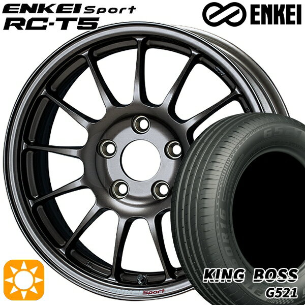【取付対象】リーフ ノア 205/55R16 91V キングボス G521 ENKEI エンケイスポーツ RC-T5 ダークシルバー 16インチ 6.5J 5H114.3 サマータイヤホイールセット