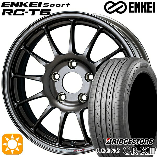 【取付対象】30/50プリウス カローラスポーツ 205/55R16 91V ブリヂストン レグノ GR-X3 ENKEI エンケイスポーツ RC-T5 ダークシルバー 16インチ 6.5J 5H100 サマータイヤホイールセット