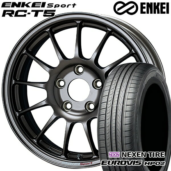 【取付対象】195/65R15 ネクセン ロードストーン ユーロビズ HP02 ENKEI エンケイスポーツ RC-T5 ダークシルバー 15インチ 6.0J 5H114.3 サマータイヤホイールセット