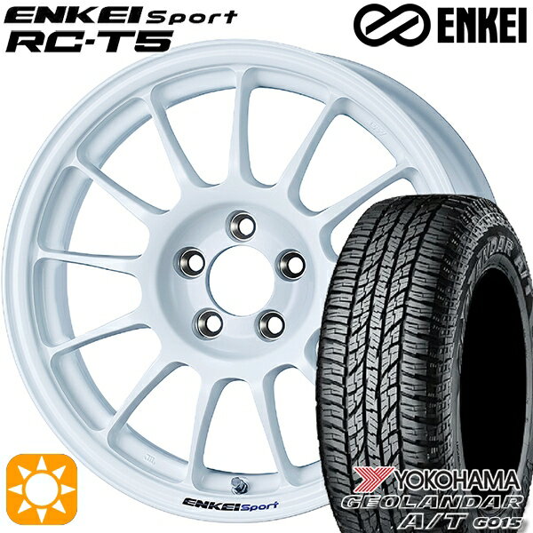 【取付対象】ヴェゼル オデッセイ 215/60R16 95H ヨコハマ ジオランダーA/T G015 ENKEI エンケイスポーツ RC-T5 ホワイト 16インチ 6.5J 5H114.3 サマータイヤホイールセット
