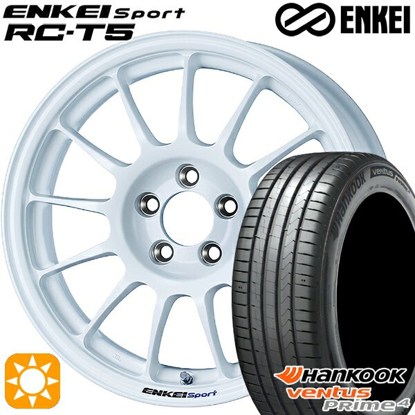 【取付対象】プリウスα ストリーム 205/60R16 96V XL ハンコック veNtus PRime4 K135 ENKEI エンケイスポーツ RC-T5 ホワイト 16インチ 6.5J 5H114.3 サマータイヤホイールセット