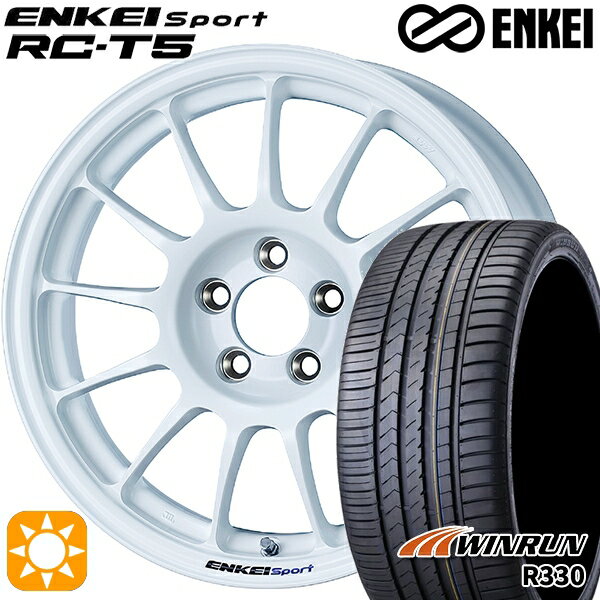 【取付対象】リーフ アクセラ 205/55R16 91V ウィンラン R330 ENKEI エンケイスポーツ RC-T5 ホワイト 16インチ 6.5J 5H114.3 サマータイヤホイールセット