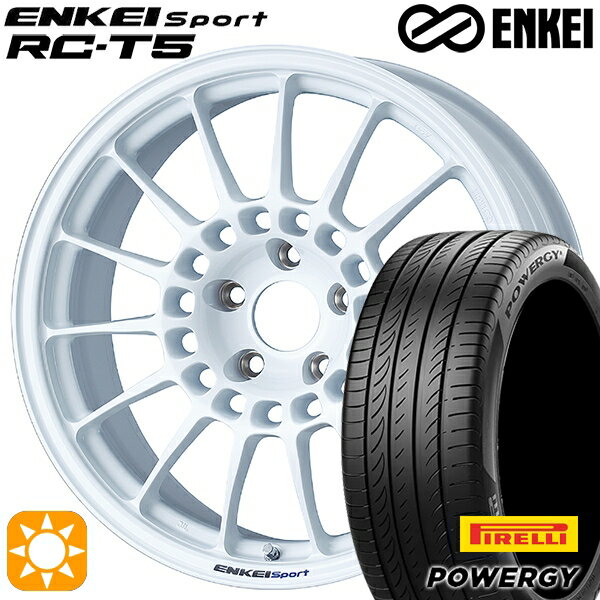 【取付対象】アイシス ノア 215/45R17 91W XL ピレリ パワジー ENKEI エンケイスポーツ RC-T5 ホワイト 17インチ 7.0J 5H114.3 サマータイヤホイールセット