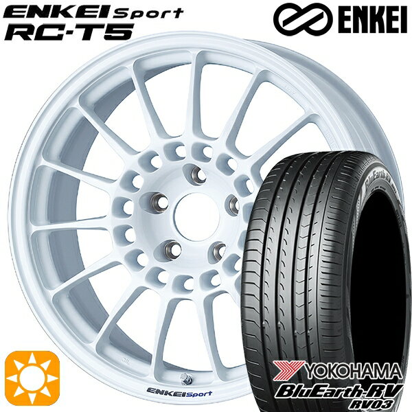 【取付対象】225/45R18 95W XL ヨコハマ ブルーアース RV03 ENKEI エンケイスポーツ RC-T5 ホワイト 18インチ 8.0J 5H114.3 サマータイヤホイールセット