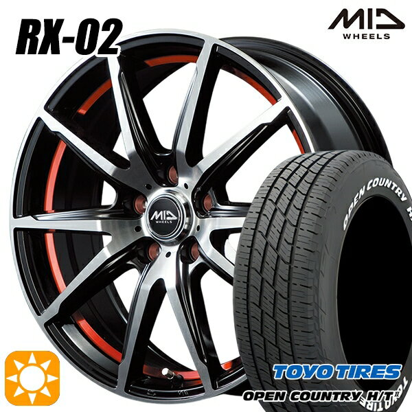 【取付対象】225/60R17 99H トーヨー オープンカントリー H/T2 WL MID シュナイダー RX02 RX810 BP/アンダーカットレッド 17インチ 7.0J 5H114.3 サマータイヤホイールセット