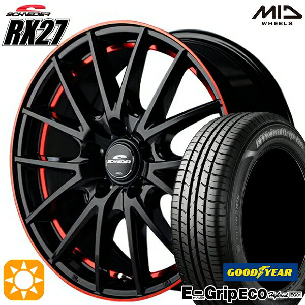 【取付対象】アイシス ノア/ヴォクシー 215/45R17 91W XL グッドイヤー エフィシェントグリップ エコ EG01 MID シュナイダー RX27 ブラック/リム＆アンダーカットポリッシュ＋レッドクリア― 17インチ 7.0J 5H114.3 サマータイヤホイールセット