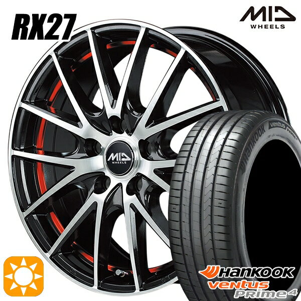 【取付対象】リーフ アクセラ 205/55R16 94V XL ハンコック veNtus PRime4 K135 MID シュナイダー RX27 BMP/アンダーカットレッドクリア 16インチ 6.5J 5H114.3 サマータイヤホイールセット