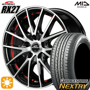 【取付対象】リーフ ノア 205/55R16 91V ブリヂストン ネクストリー MID シュナイダー RX27 ブラックメタリックポリッシュ＋アンダーカットレッドクリアー 16インチ 6.5J 5H114.3 サマータイヤホイールセット