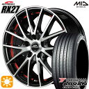 【取付対象】エスクァイア セレナ 195/65R15 91H ヨコハマ アドバンデシベル V553 MID シュナイダー RX27 ブラックメタリックポリッシュ＋アンダーカットレッドクリアー 15インチ 6.0J 5H114.3 サマータイヤホイールセット 1