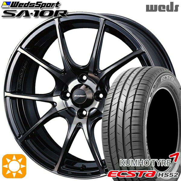 【取付対象】195/45R16 84V XL クムホ エクスタ HS52 Weds ウェッズスポーツ SA10R ZBB（ゼブラブラックブライト） 16インチ 6.5J 4H100 サマータイヤホイールセット